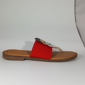 The Flexx Red Slide Sandal with Floral Accent